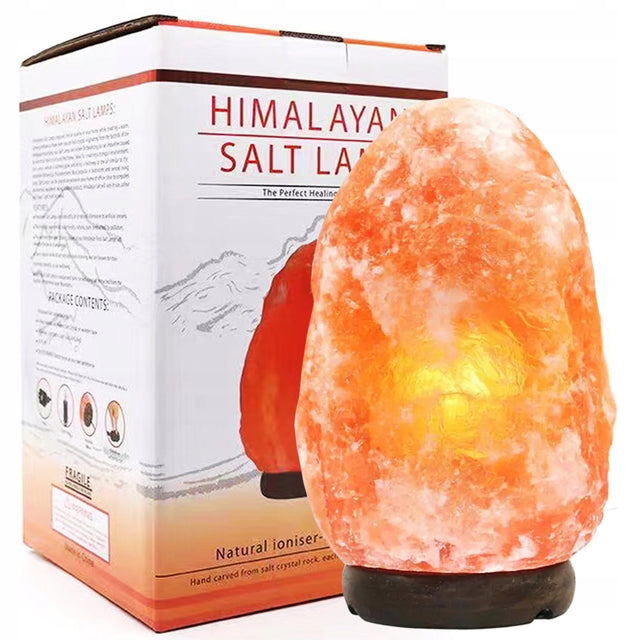 Lampa solna 5-7 kg lampka nocna sól himalajska jonizator z soli na biurko dekoracja do sypialni, żarówka w zestawie, zasilanie sieciowe, wysokość 19