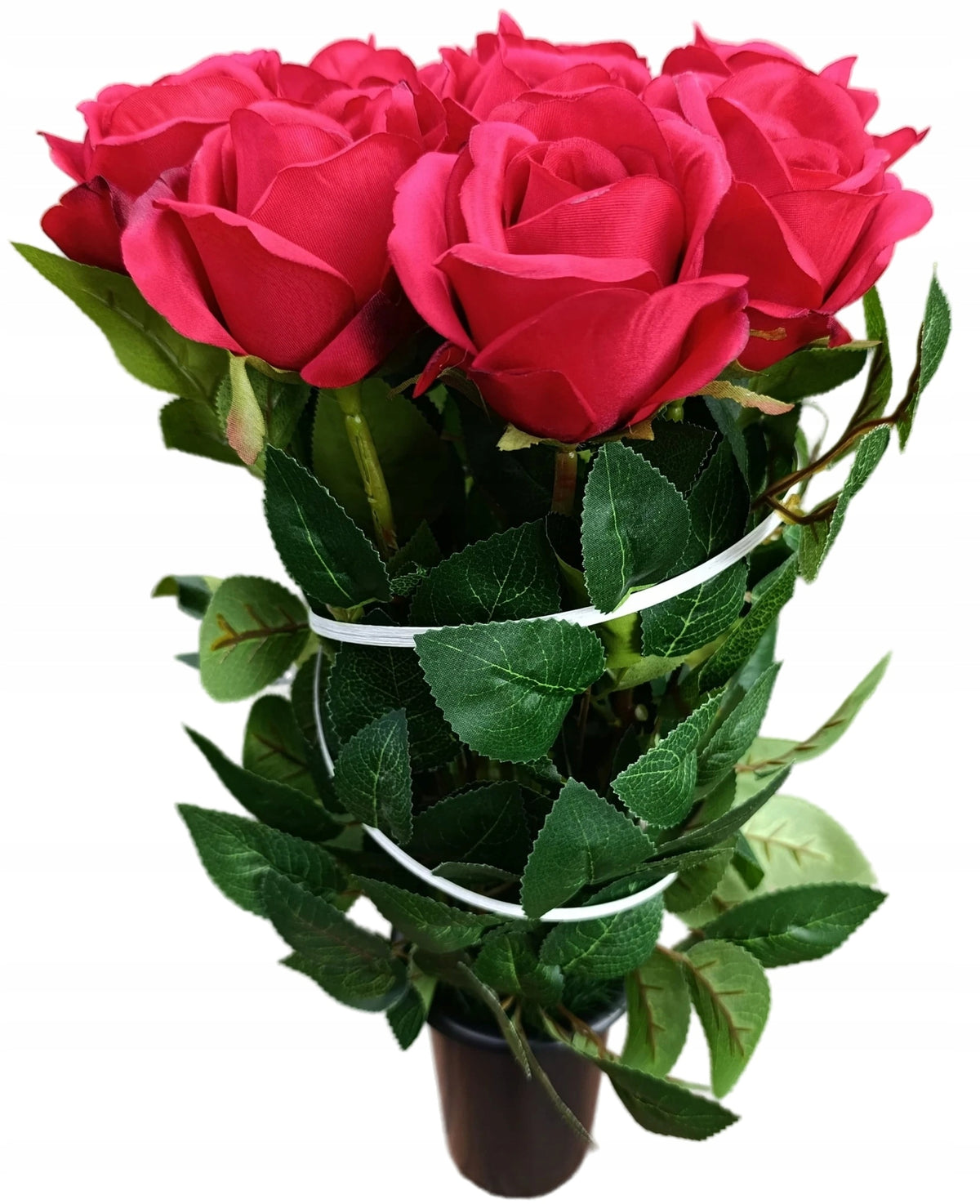 Bukiet róże 3D do wazonu sztuczne kwiaty stroik wiązanka na grób cmentarz kompozycja florystyczna 55 cm, dekoracja
