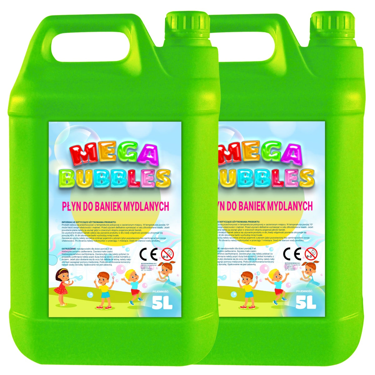 Płyn do Baniek Mydlanych Dużych i Małych 10 litrów mega bubbles 2 x 5l wiek 3 lata+