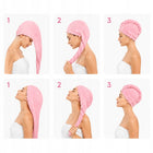 Ręcznik turban do włosów z mikrofibry, szybkoschnący, zestaw 3 sztuk BOTC czapka do osuszania po kąpieli, 25x65 cm