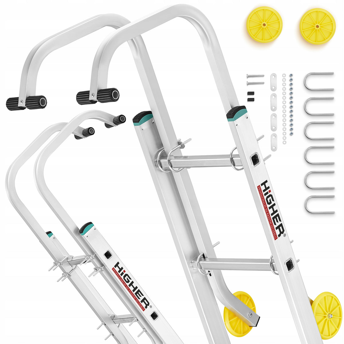 Uchwyt na dach higher adaptacja na kalenicę do drabiny AKC hak aluminiowy odporny na korozję, udźwig 150 kg, prace