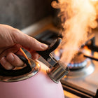 Czajnik na GAZ tradycyjny różowy 1.8l indukcja gaz stalowy z gwizdkiem gotowanie wody, naczynie kuchenne