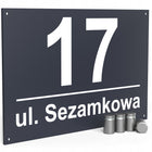 Nierdzewny Numer Na Dom Tabliczka Adresowa z Numerem Domu 32x21 cm Dystanse oznaczenie posesji, szyld aluminiowy 3 mm