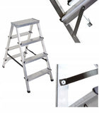 Drabina aluminiowa dwustronna 2x4 stopniowa 125 kg drabest podest podnóżek schodki do prac domowych, wysokość robocza