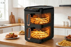 Frytkownica beztłuszczowa Air Fryer 10l 2700W 2 kosze 4l + 6l Dwukomorowa czarny