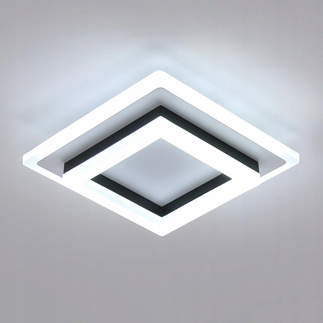 Nowoczesna lampa sufitowa LED, plafon kwadratowy, czarny, 24W, 6500K homkel oprawa do domu i korytarza, zintegrowane źródło, zimna biel