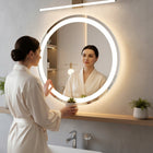 Lustro Podświetlane LED Łazienkowe Okrągłe 80 cm 3 Barwy Funkcja Anty Para ścienne bezramowe, tafla szkła 4 mm