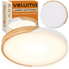 Lampa Sufitowa LED Veluma Plafon Premium Okrągły Drewniany 30W 3000K 3300lm oprawa do salonu sypialni, ciepła barwa