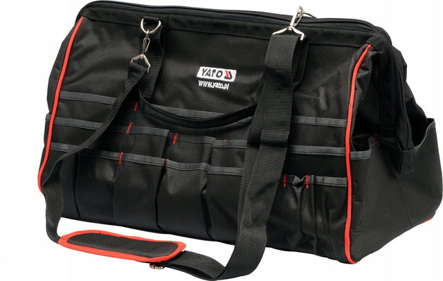 Torba narzędziowa yato 50 kieszeni 49,5x26,5x34 cm nylon metalowe listwy organizer monterski, zamykany na zamek, do przechowywania akcesoriów