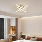 Lampa sufitowa LED żyrandol biały+chrom nowoczesna do salonu z pilotem 28W oprawa wisząca aluminiowa 4-punktowa