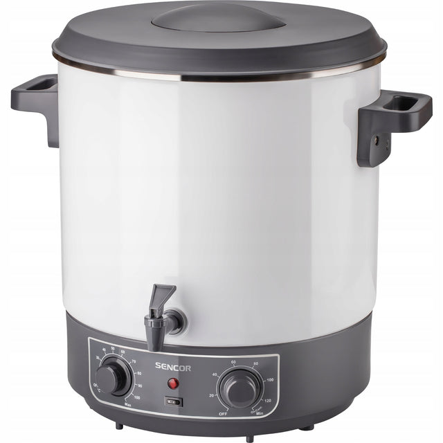Garnek do pasteryzacji Sencor SPP 2100WH 1800W 27l 30-100st C timer wekowanie przetworów, grzanie wina, herbaty i ponczu, zawór kranowy, gotowanie na