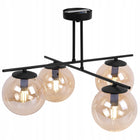 LAMPA SUFITOWA WISZĄCA ŻYRANDOL CZARNY LOFT NOWOCZESNY LED NAD WYSPĘ KULE 4 punkty świetlne, szklana oprawa, gwint E14