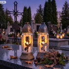 Znicze Szklane Na Grób Cmentarz Duży Lampion 21cm Znicz Srebrny Wkład 12szt parafinowy, palenie do 25 godzin, ozdoba