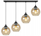 LAMPA SUFITOWA WISZĄCA ŻYRANDOL SZKLANE KULE LISTWA CZARNA NAD STÓŁ WYSPĘ oświetlenie do jadalni kuchni 4-punktowe