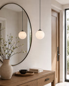 Lampa wisząca zwis żyrandol sufitowy loft szklany klosz kula na 1 LED E27 czarno-biała oprawa do salonu jadalni kuchni