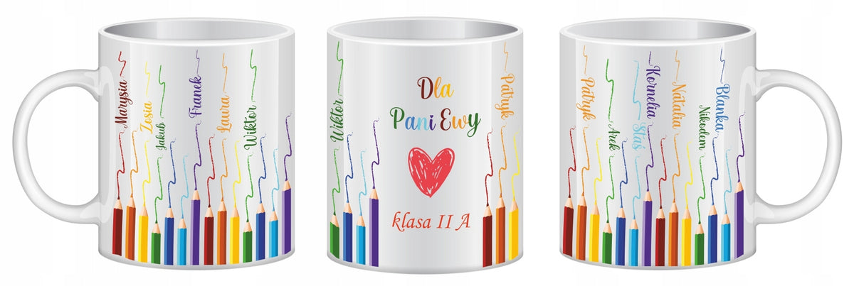 Kubek Na Dzień Nauczyciela z podziękowaniami imiona uczniów prezent ceramiczny 300 ml personalizowany z własnym napisem