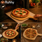 Kamień do Pizzy 39x36 cm Duży + Łopatka Deska Bambusowa do Serwowania 2w1 płyta kordierytowa do wypieku w piekarniku