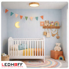 Lampa sufitowa LED Plafon drewno okrągła 30cm 30W do pokoju boho naturalna oprawa z wbudowanym źródłem, neutralna barwa