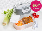 Elektryczny lunch BOX termos obiadowy śniadanówka kamille 1,5 L pojemnik na żywność do pracy i szkoły, biało-szary