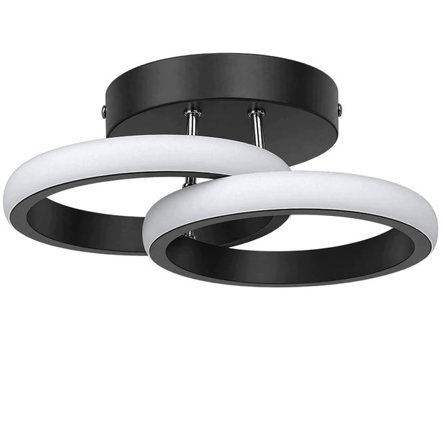 Lampa sufitowa LED Żyrandol Ring 20W 2000 lm Plafon Okręgi SuperLED oprawa wisząca czarna aluminiowa do salonu kuchni jadalni, 2 punkty światła