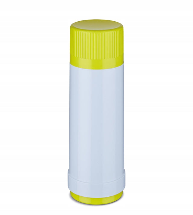 Niemiecki termos rotpunkt 40 3/4 L szklany wkład Termiczny+kubek niezawodny na kawę i herbatę 750 ml biało-żółty