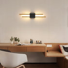 LAMPA ŚCIENNA CZARNA KINKIET LED ZŁOTY LOFT NOWOCZESNA DO SALONU 10W 3000K oprawa metalowa dwupunktowa, wysokość 40 cm
