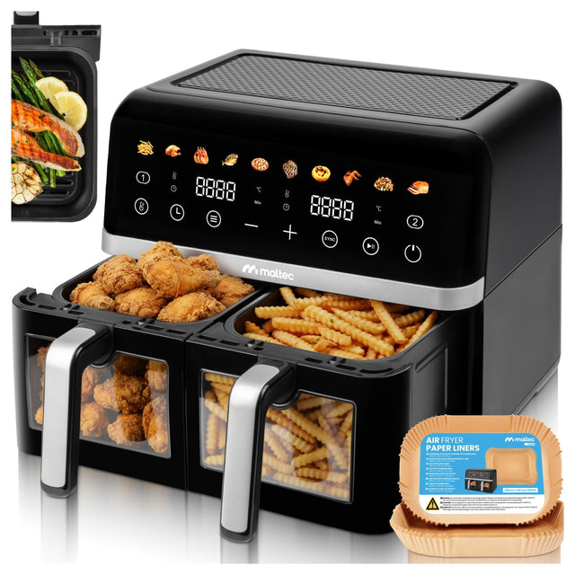 Frytkownica beztłuszczowa 10l AIR fryer frytownica dwukomorowa 2800W tacki czarny