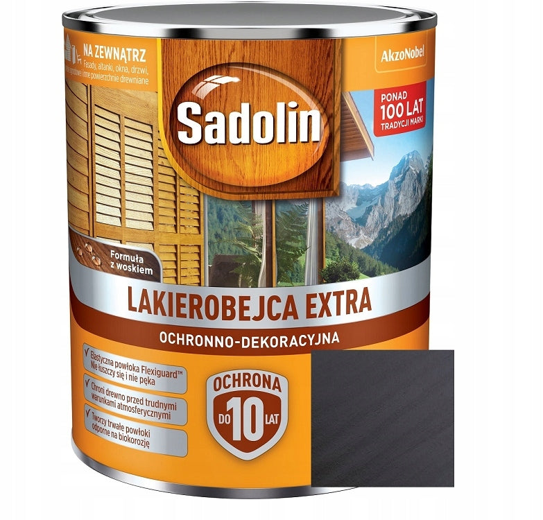 Sadolin extra lakierobejca do drewna heban 5l impregnat ochronno-dekoracyjny, zabezpieczenie i kolorowanie powierzchni