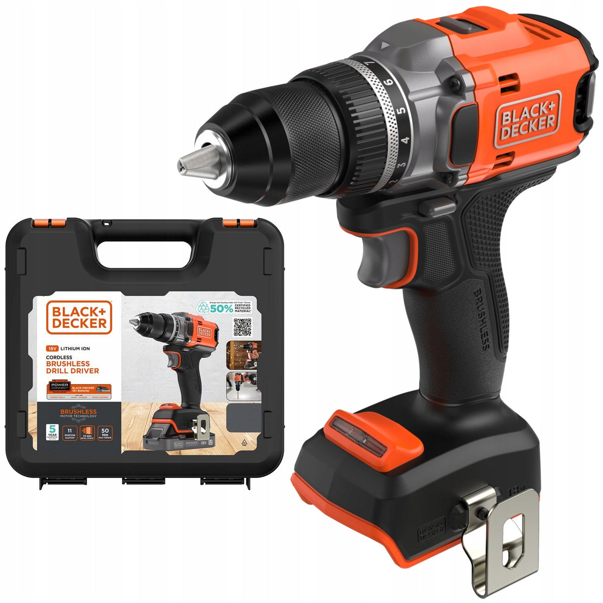Wkrętarka 18V 50Nm Power Connect BLACK DECKER BLD682XN Walizka Bezszczotkow wiertarko-wkrętarka udarowa do wiercenia i