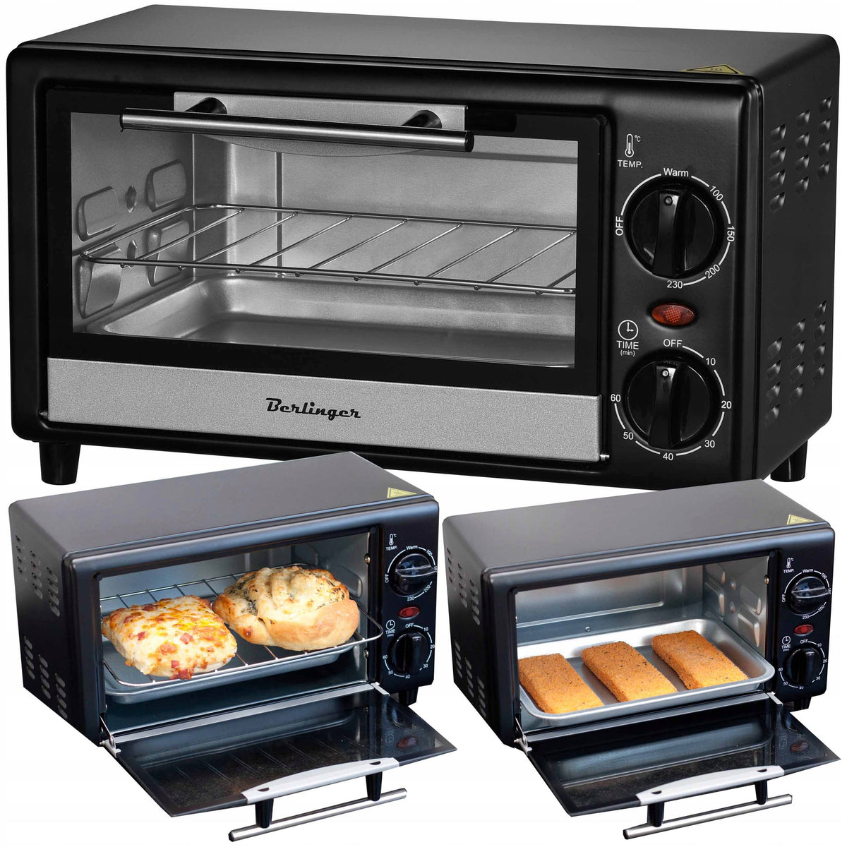 Mini piekarnik elektryczny 10l - suszarka do grzybów rożno grill czasomierz 10 l 750 w czarny