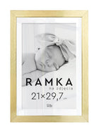 Złota Ramka na zdjęcie A4 21x29,7 cm Foto Ramki 29,7x21 cm oprawa fotografii z tworzywa sztucznego, żółta dekoracja