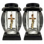 2x ZNICZ SOLARNY LED DUŻY SZKLANY NA CMENTARZ LAMPION LEDOWY CIEPŁY BIAŁY nagrobna, 24 cm, ponad 75 h świecenia