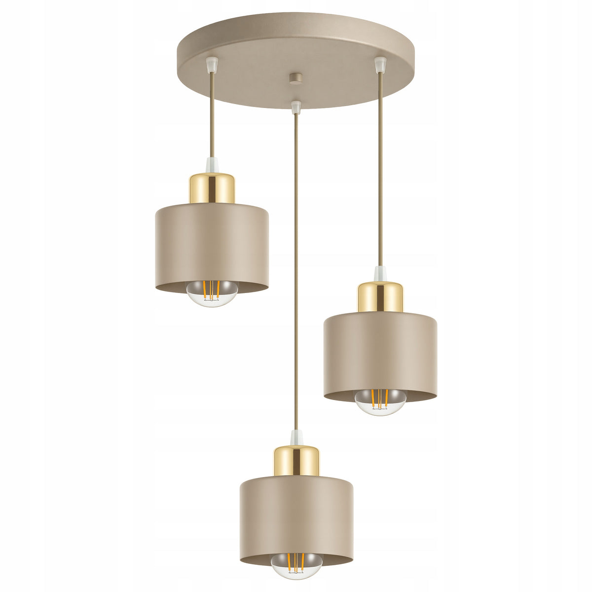Lampa sufitowa wisząca żyrandol LED 3x E27 Beżowa złota żyrandol loft gold metalowa oprawa oświetleniowa do salonu i