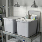 Pojemnik plastikowy z pokrywą organizer praktyczny szary 30l układaj w stos pudełko do przechowywania rzeczy 40x33x20 cm