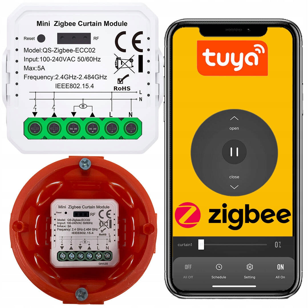 Sterownik rolet tuya zigbee dopuszkowy procentowy V3 moduł do żaluzji, automatyka okienna, smart home, 1 kanał