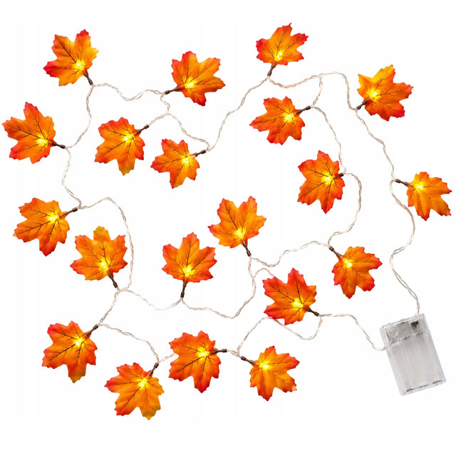 Girlanda Świetlna Jesienna 3m 20 LED Liście Klonu Ciepła na Baterie lampki dekoracyjne, ozdoba do domu, dekoracja sezonowa, wielokolorowa