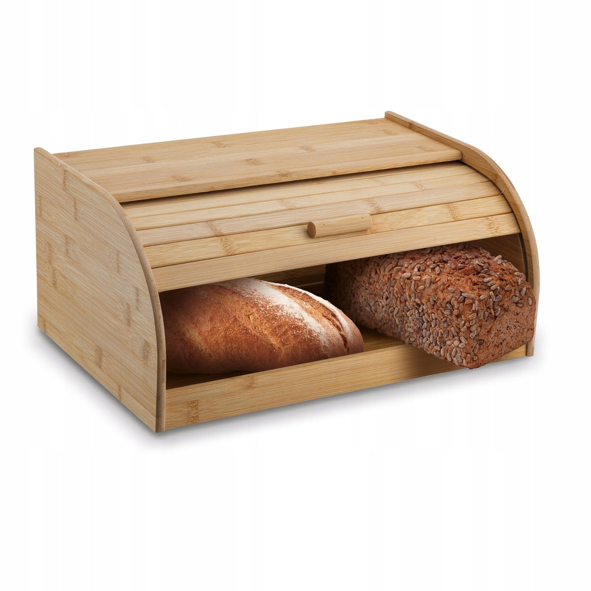 Chlebak bambusowy Pojemnik chleb Bułki pieczywo Tadar 27x40x18 cm skrzynka na wypieki, prostokątna, beżowa