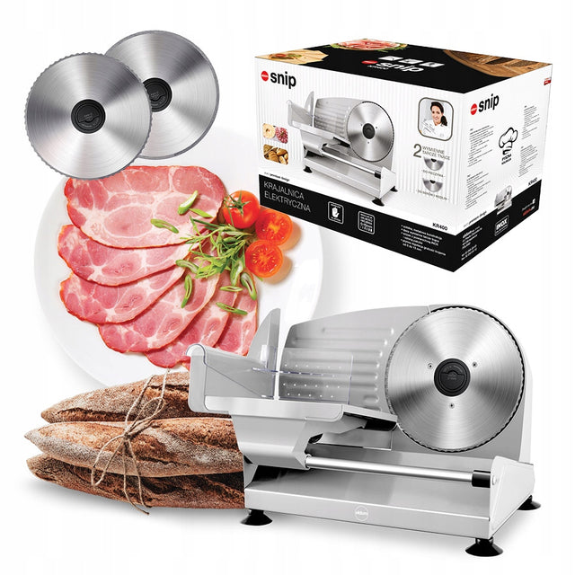 Krajalnica do chleba i wędlin KR400 eldom metalowa 150 w srebrny/szary