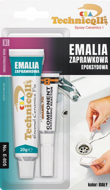 Technicqll Emalia zaprawkowa epoksydowa 20g+6g E-186 Kolor: śnieżnobiały farba naprawcza do retuszu ubytków i odprysków