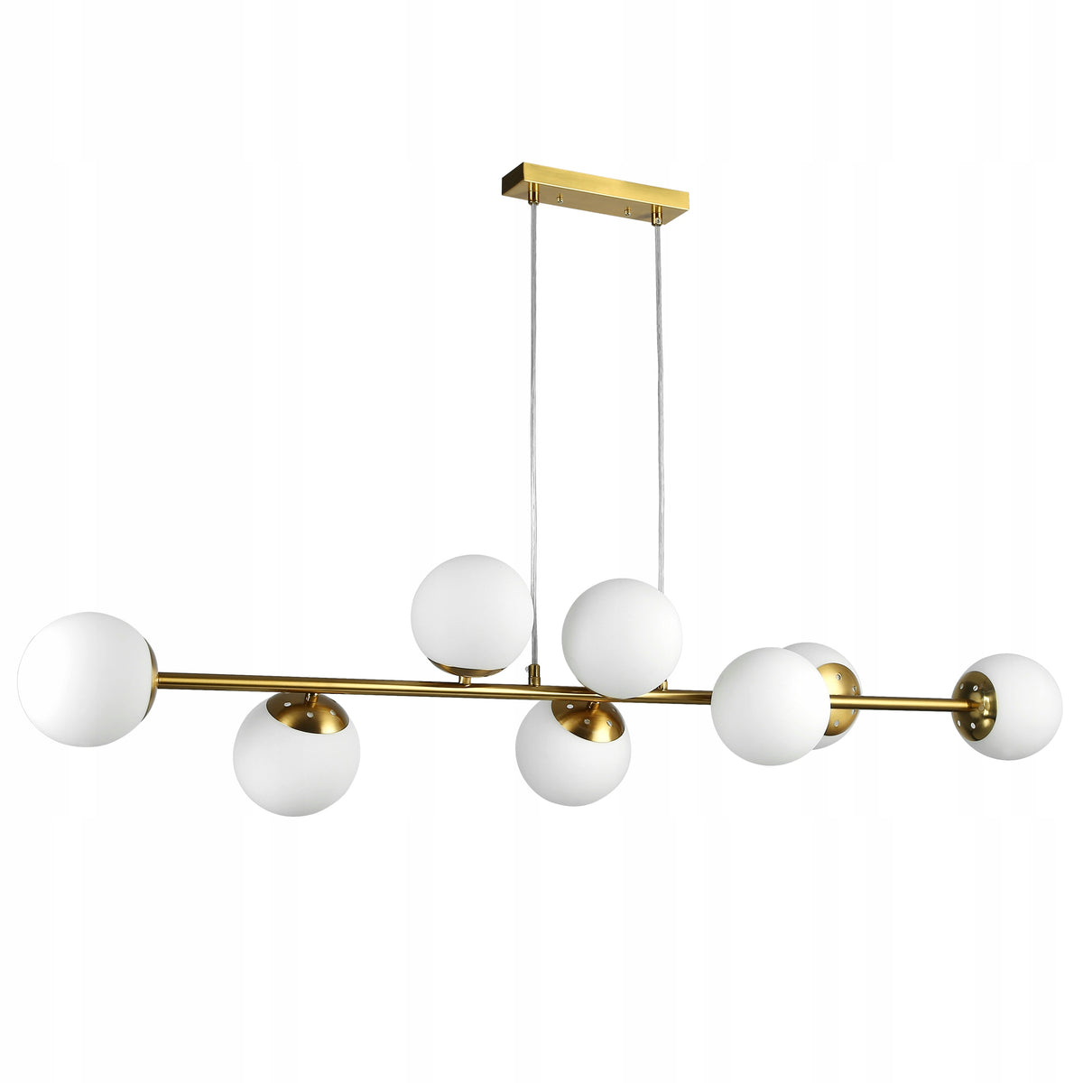 Lampa sufitowa wisząca żyrandol szklana kula 8xE27 LOFT 120cm złota biała oświetlenie do salonu i jadalni, 8 punktów