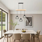 Lampa Wisząca Sufitowa LED Zwis Belka Drewniana Loft Druciana Czarna 3xE27 czarny drewno