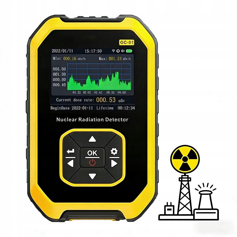 Licznik Geigera tester promieniowania dozymetr FNIRSI GC01LCD i AKU miernik radioaktywności, pomiar dawki