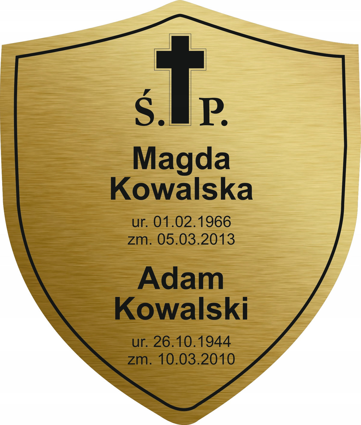 Tablica nagrobna tabliczka na krzyż grób ŚP płyta cmentarna, oznaczenie miejsca pochówku, 22 x 19 cm