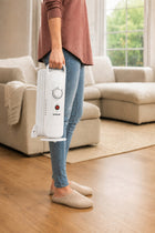 GRZEJNIK ELEKTRYCZNY GRZEJNIK OLEJOWY 5 ŻEBEREK 500WATT TERMOSTAT BEZGŁOŚNY 235 mm 390 mm grzewcza biały