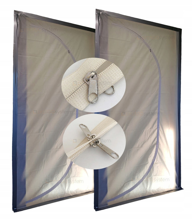 2szt drzwi remontowe budowlane przeciwpyłowa kurtyna zamek błyskawiczny osłona przejścia przed kurzem 110x220 cm