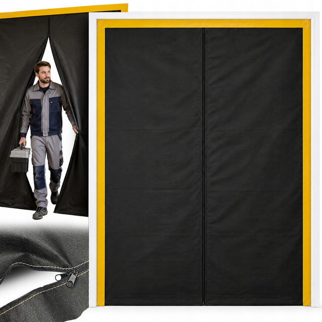 Kurtyna przeciwpyłowa drzwi budowlane malarskie zamek 160X230CM maxi remon osłona wejścia z włókniny, zabezpieczenie przed kurzem przy pracach