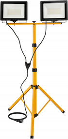 Zestaw Naświetlacz LED 2x100W 200W + Statyw 160cm Neutralna 4500K duża MOC reflektor roboczy, oświetlenie budowlane