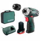 Akumulatorowa wiertarko-wkrętarka 12V/2Ah Ładowarka PowerMaxx BS METABO do montażu mebli, moment obrotowy 34 Nm, silnik