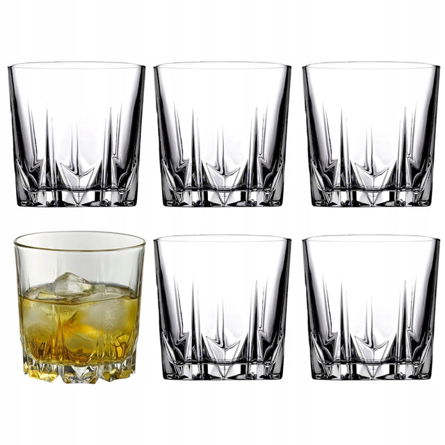 6x szklanki 310ml do drinków whisky napojów zestaw komplet szklanek do bourbonu, szkło bezbarwne, można myć w zmywarce