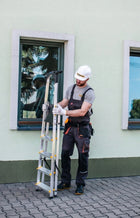 Drabina aluminiowa domowa PRO jednostronna 5 stopniowa z półką 150 kg podest 97 cm, wysokość robocza 2,97 m, do prac